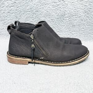 UGG Clementine Womens Size 10 Ankle Boots Brown Leather Side Zip